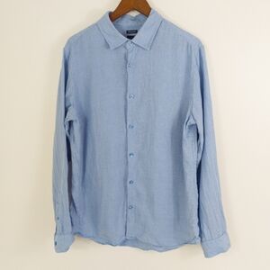 Gap 100% Linen Button Down Shirt Blue Size Medium